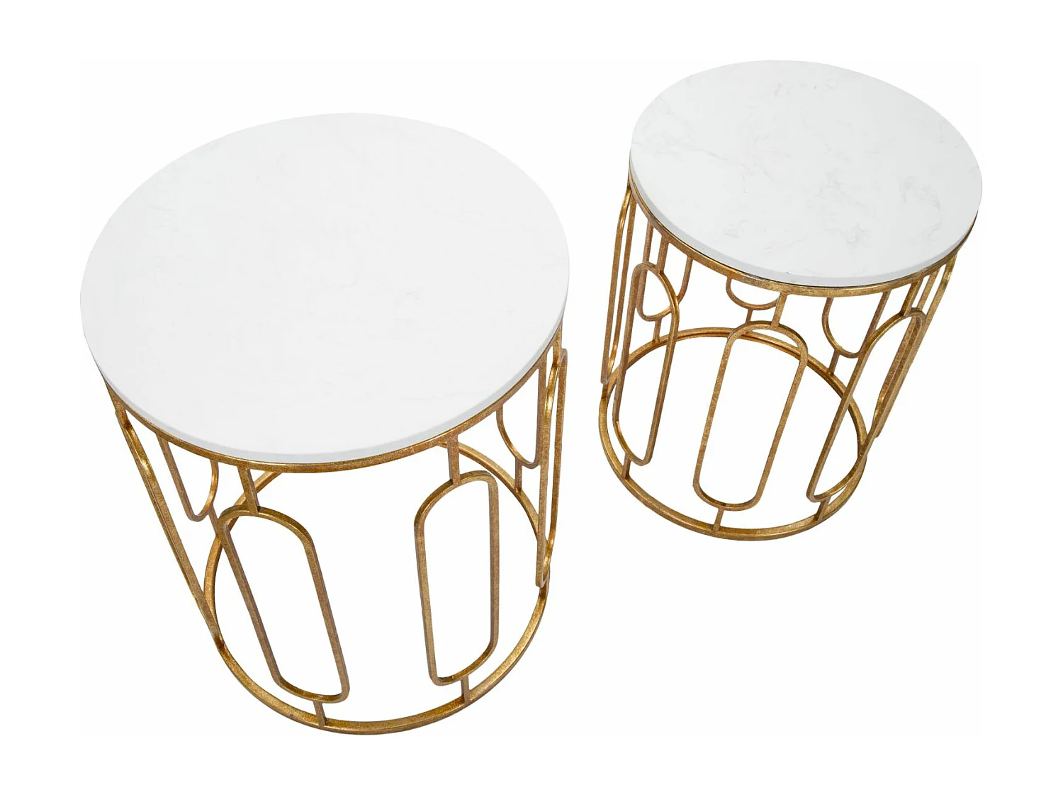 Lot de 2 Tables d'Appoint Gigognes "Ella" 55cm Or