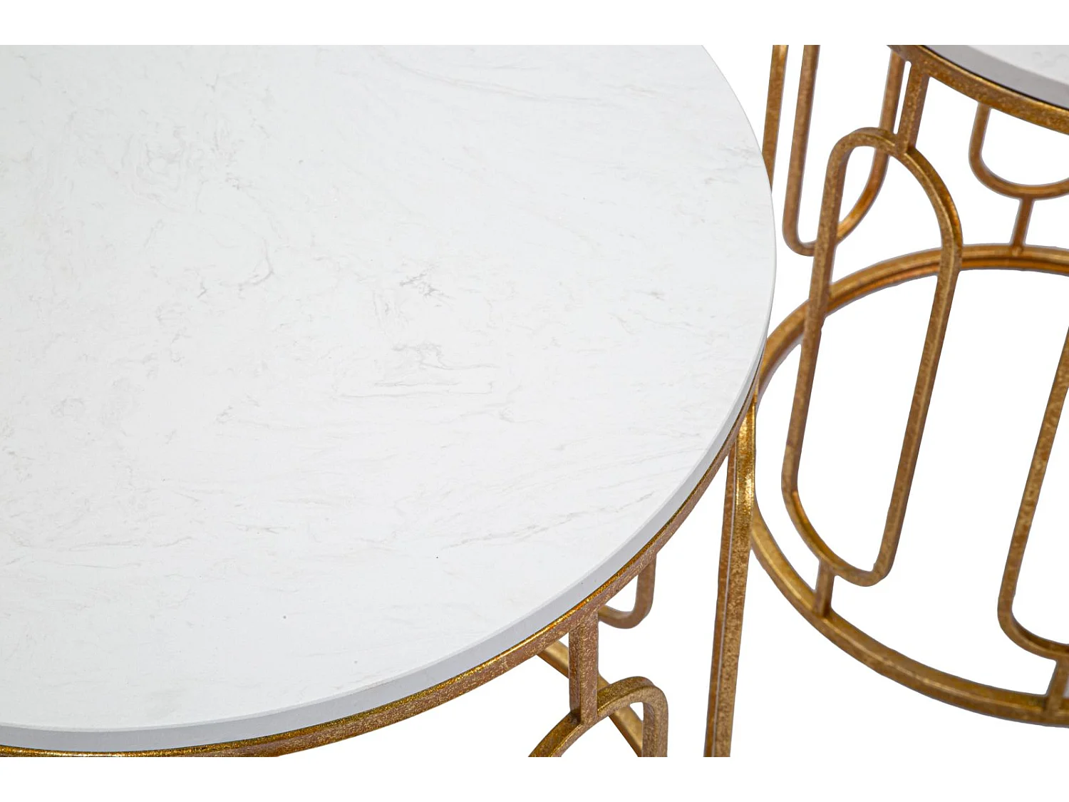 Lot de 2 Tables d'Appoint Gigognes "Ella" 55cm Or