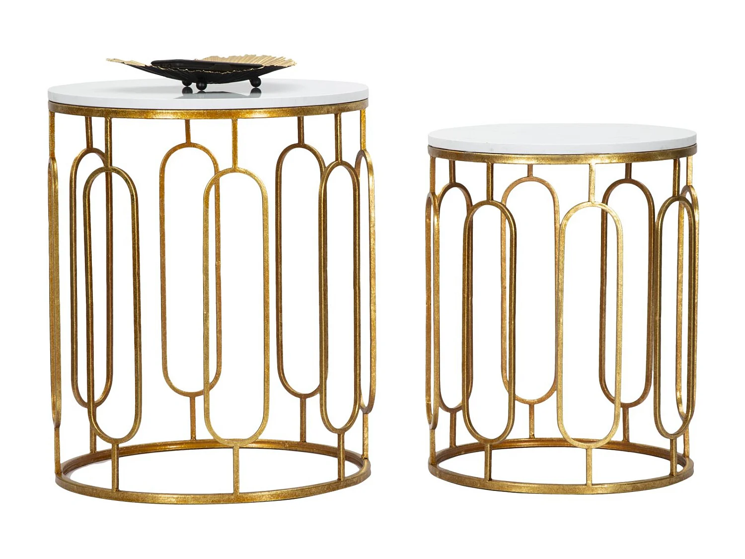 Lot de 2 Tables d'Appoint Gigognes "Ella" 55cm Or