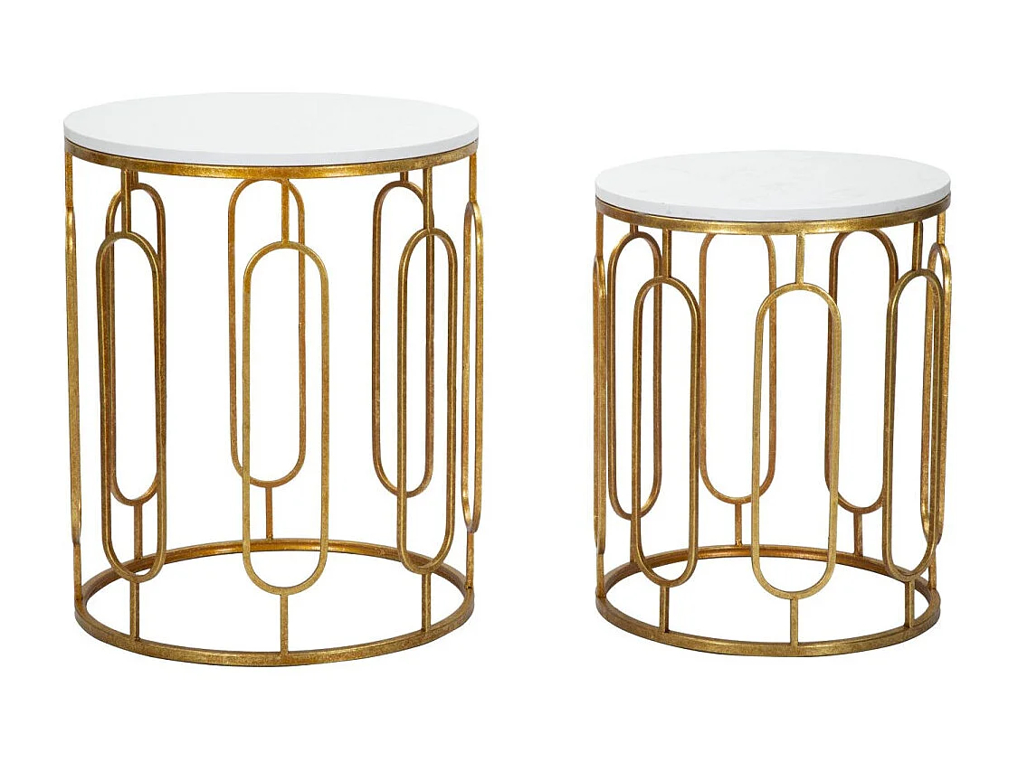 Lot de 2 Tables d'Appoint Gigognes "Ella" 55cm Or