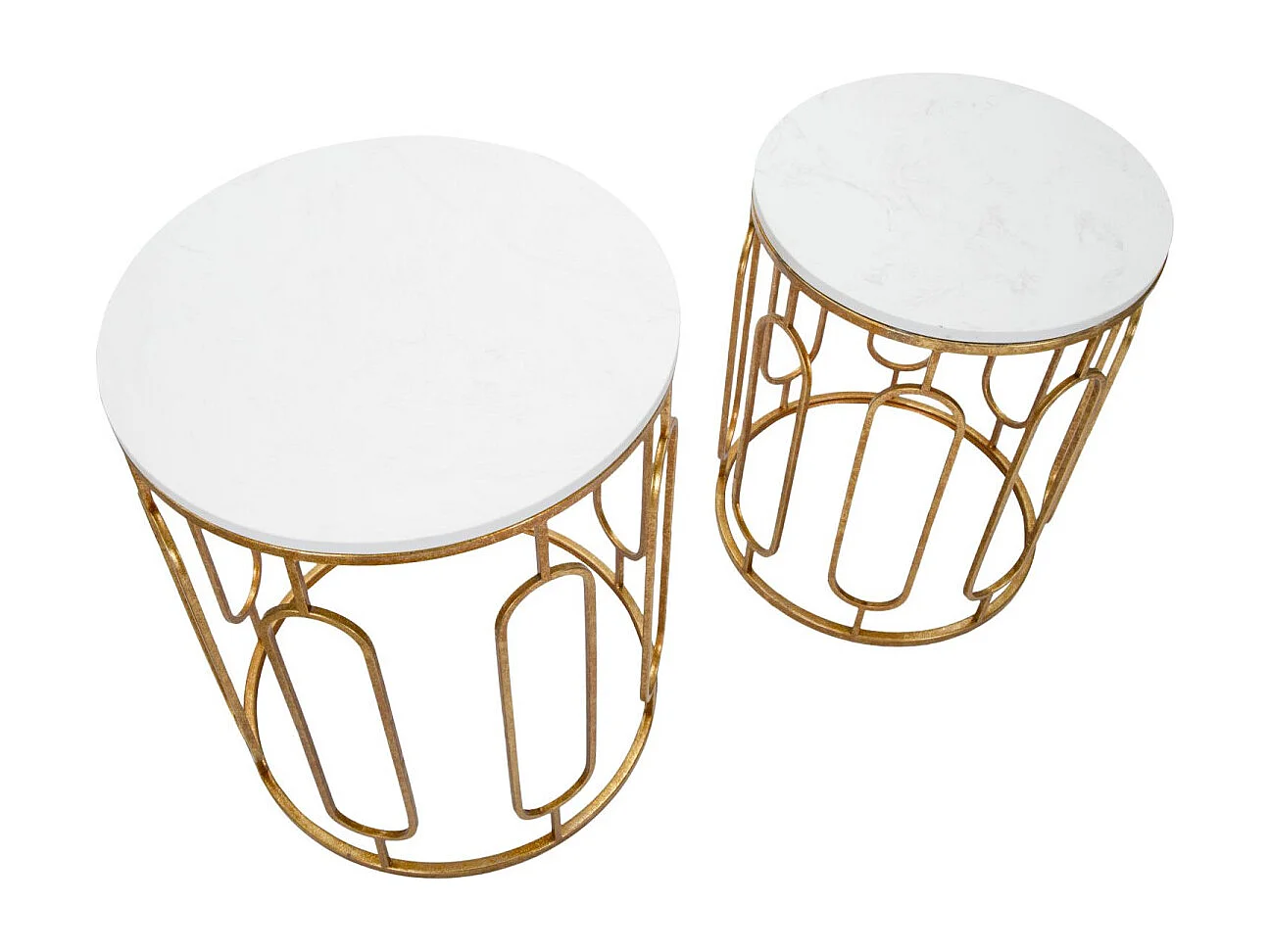 Lot de 2 Tables d'Appoint Gigognes "Ella" 55cm Or