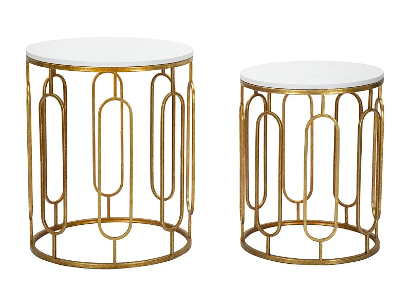 Lot de 2 Tables d'Appoint Gigognes "Ella" 55cm Or