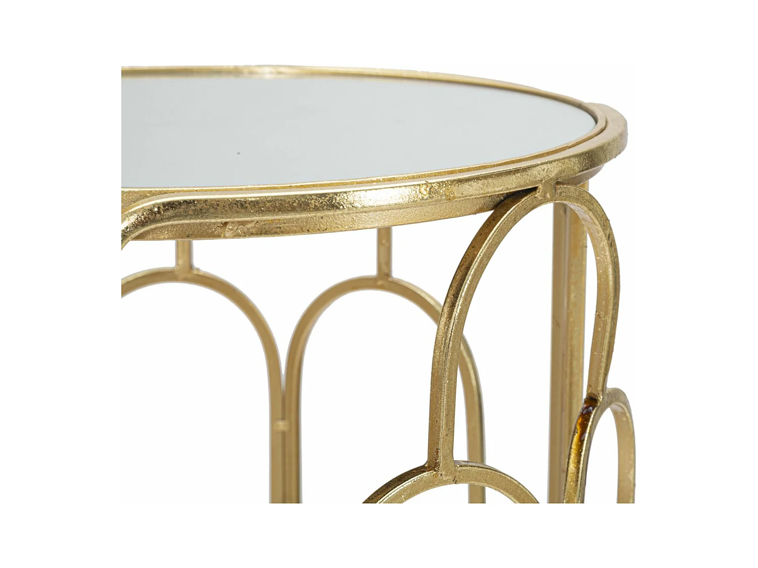 Lot de 2 Tables d'Appoint Gigogne Ronde "Arty" 70cm Or