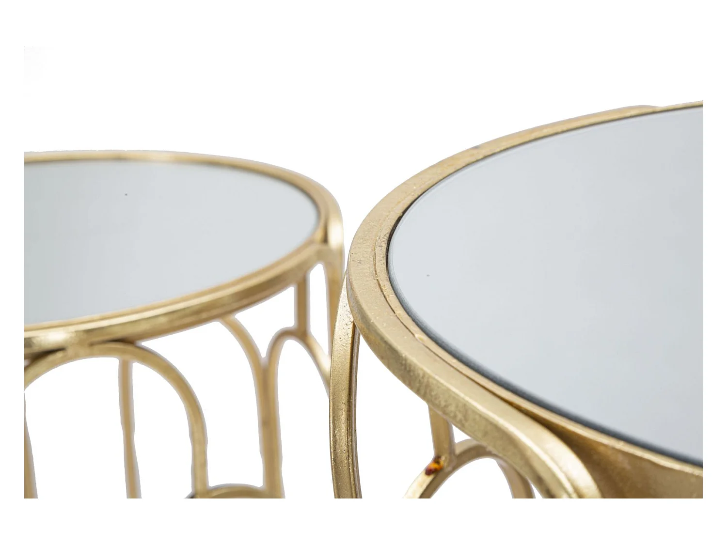 Lot de 2 Tables d'Appoint Gigogne Ronde "Arty" 70cm Or