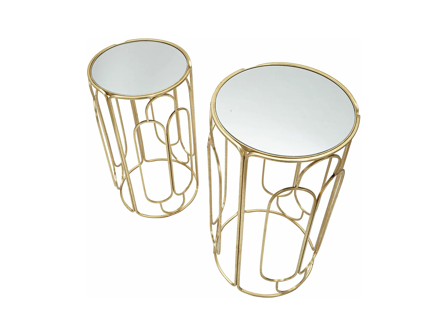 Lot de 2 Tables d'Appoint Gigogne Ronde "Arty" 70cm Or