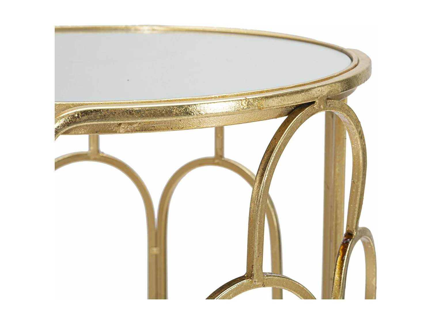 Lot de 2 Tables d'Appoint Gigogne Ronde "Arty" 70cm Or