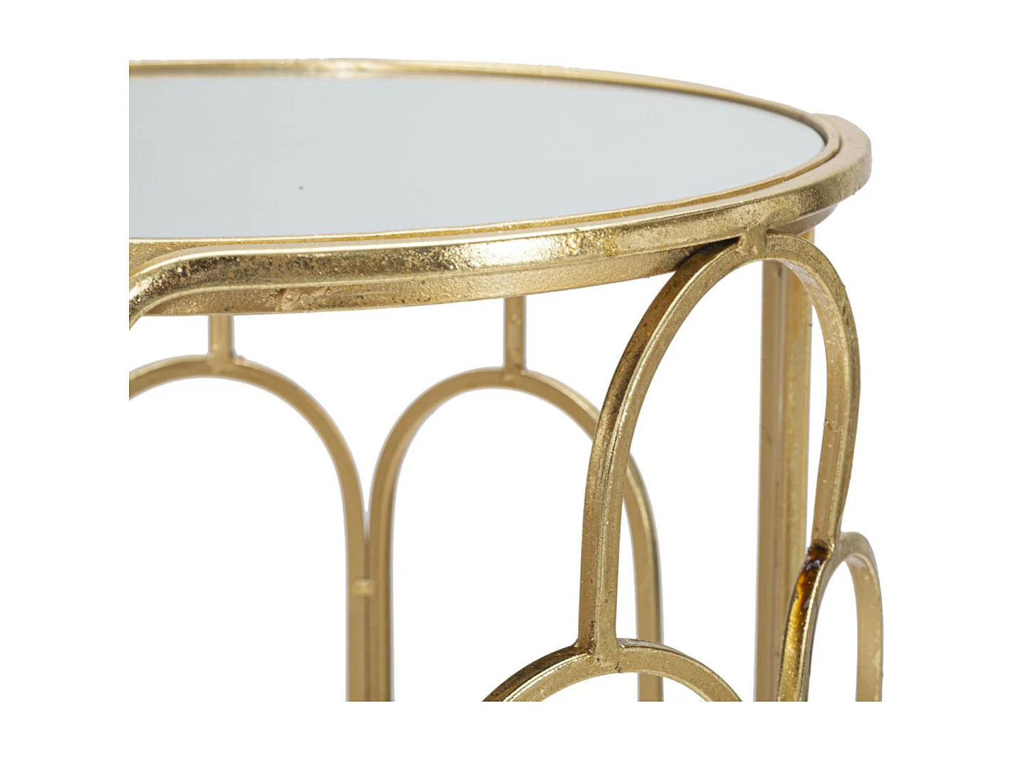 Lot de 2 Tables d'Appoint Gigogne Ronde "Arty" 70cm Or