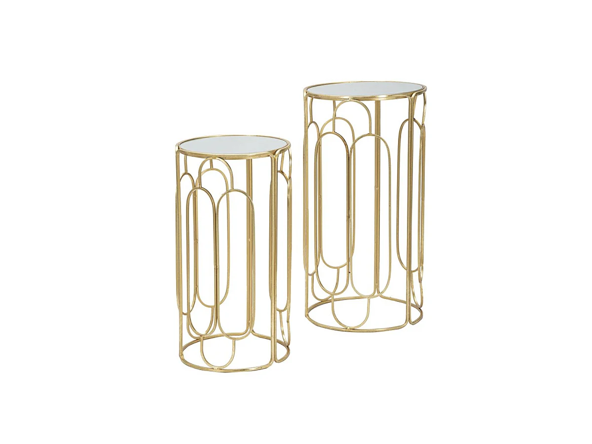 Lot de 2 Tables d'Appoint Gigogne Ronde "Arty" 70cm Or