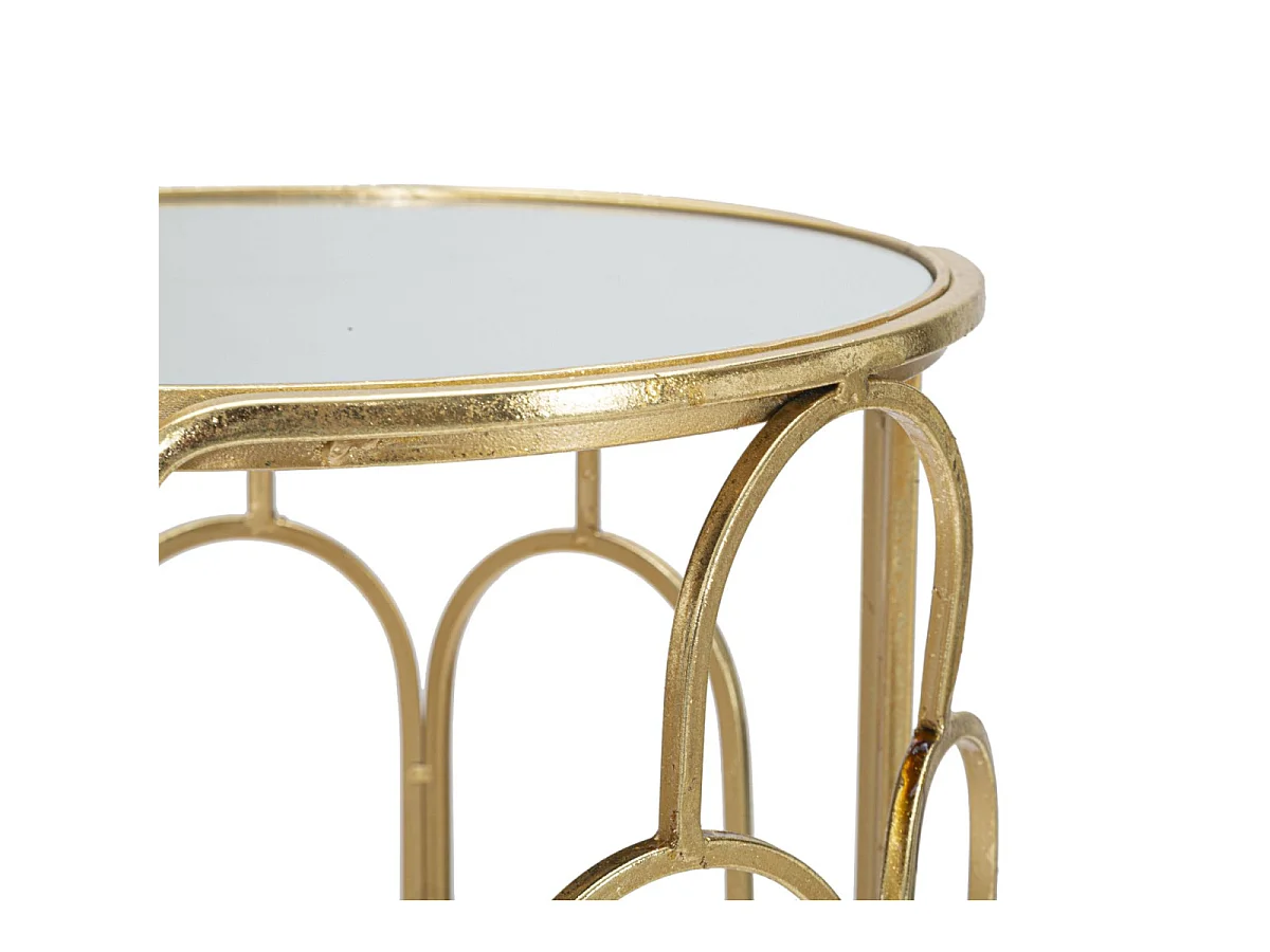 Lot de 2 Tables d'Appoint Gigogne Ronde "Arty" 70cm Or