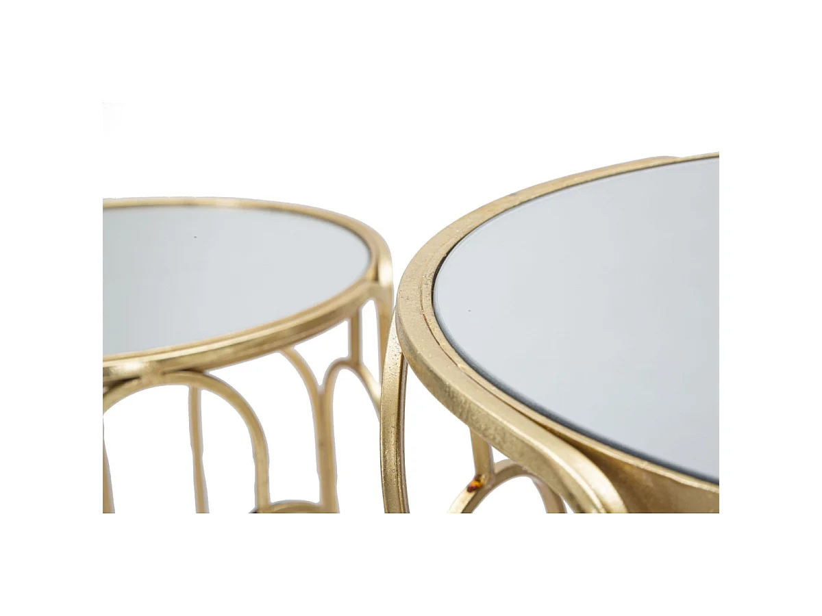 Lot de 2 Tables d'Appoint Gigogne Ronde "Arty" 70cm Or