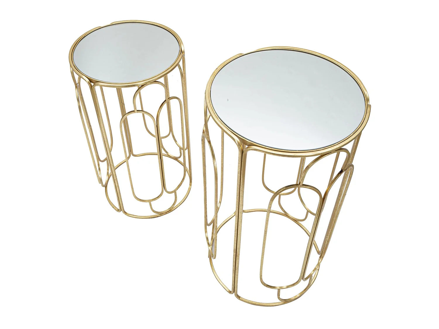Lot de 2 Tables d'Appoint Gigogne Ronde "Arty" 70cm Or