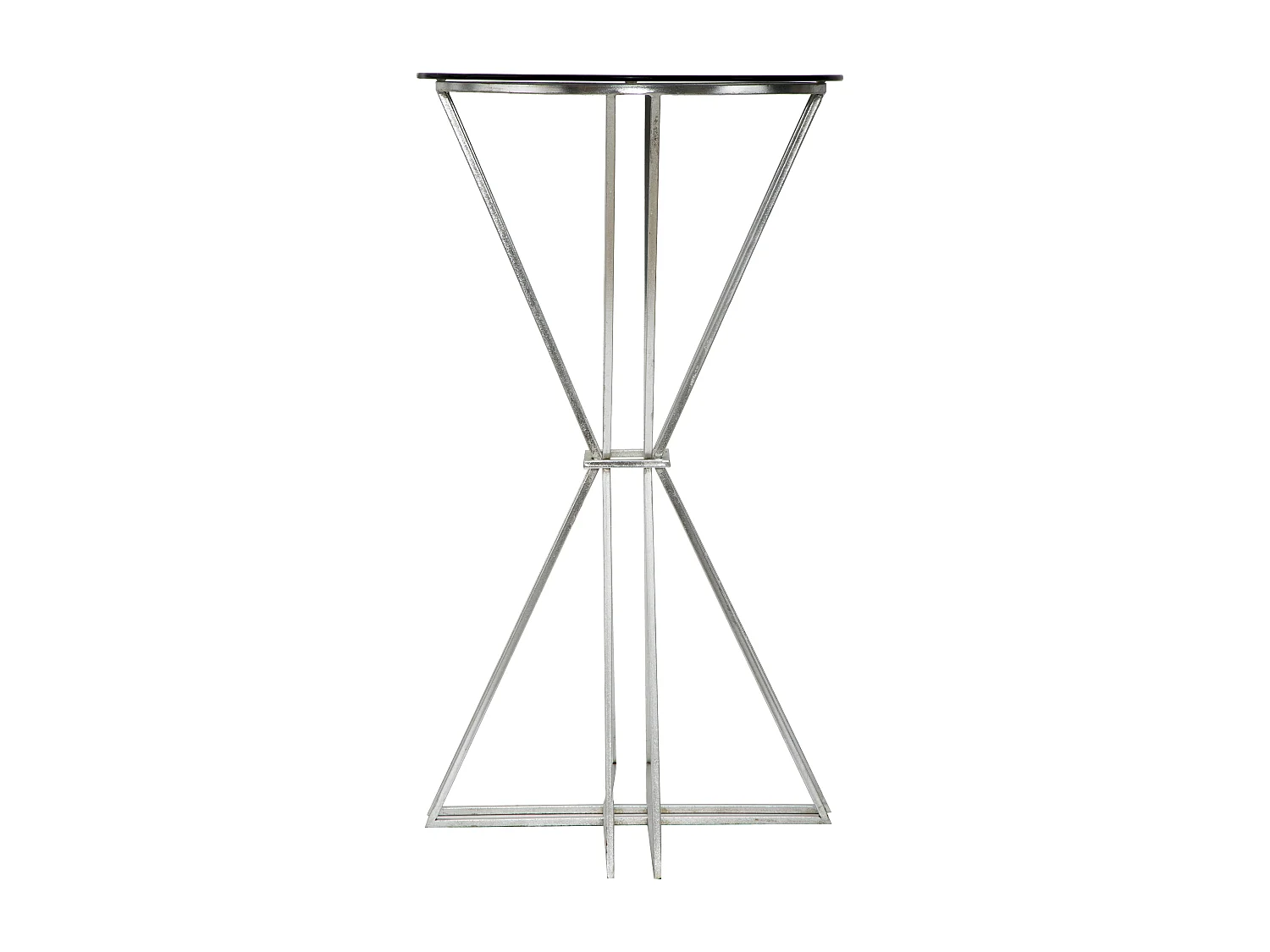 Table de bar ronde en métal argenté avec plateau en verre Ø 60x105 cm