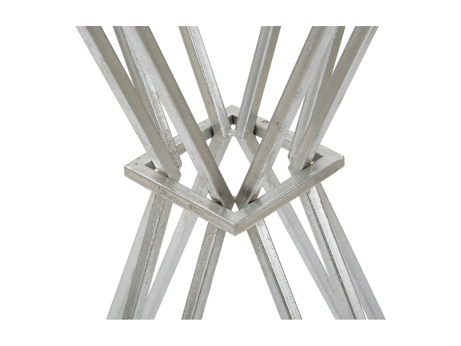 Table de bar ronde en métal argenté avec plateau en verre Ø 60x105 cm