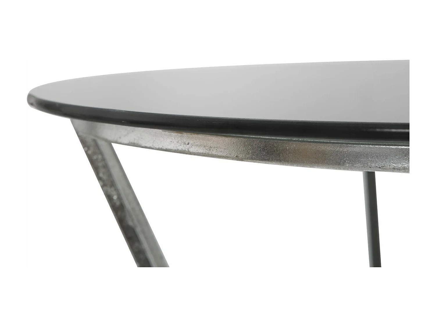 Table de bar ronde en métal argenté avec plateau en verre Ø 60x105 cm