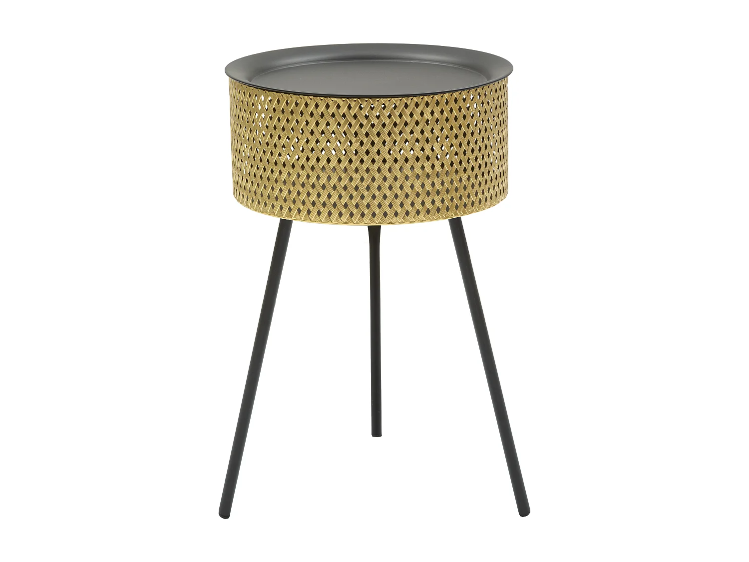 Petite table en métal doré et noir Ø 35x50 cm