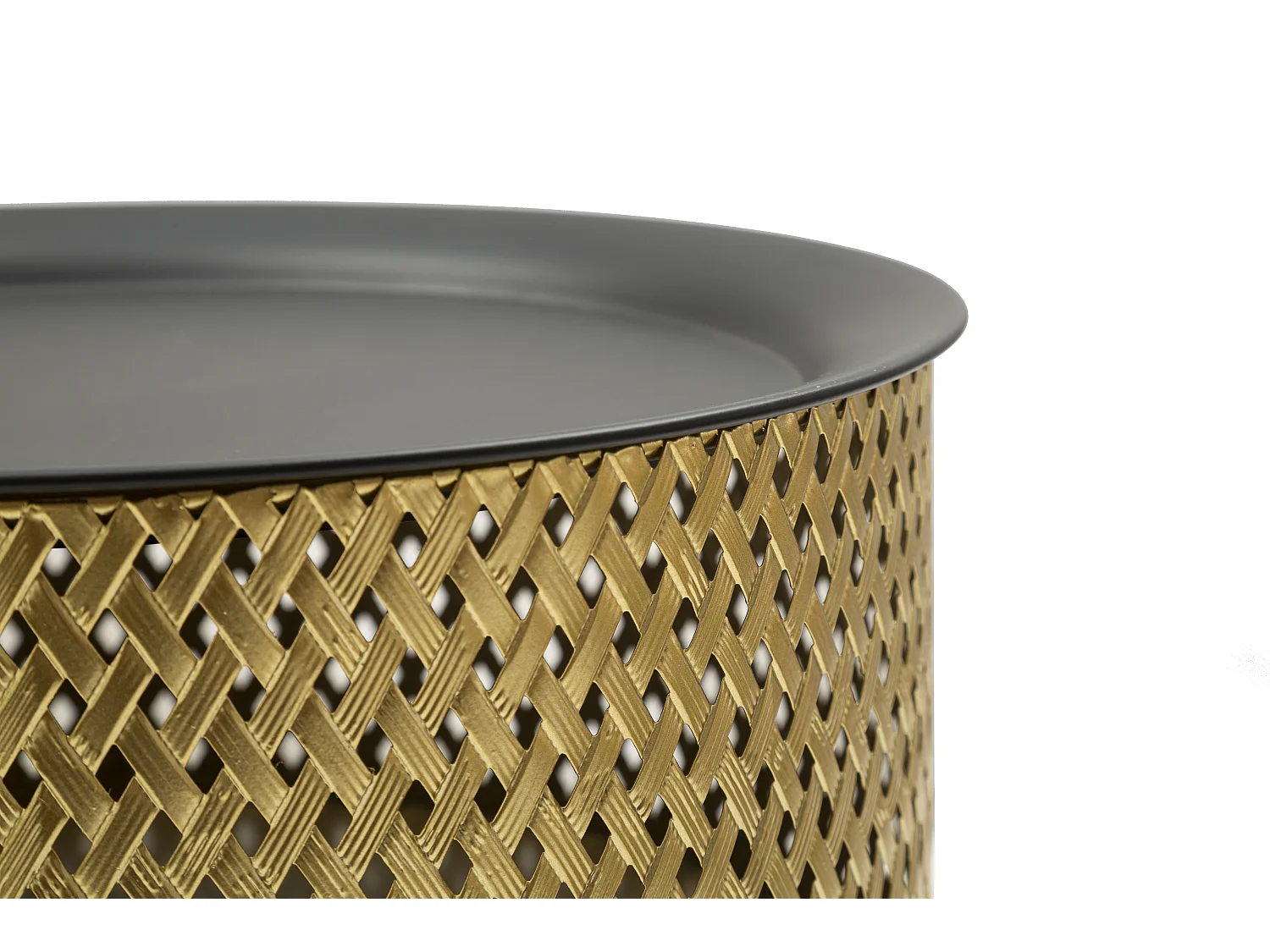 Petite table en métal doré et noir Ø 35x50 cm