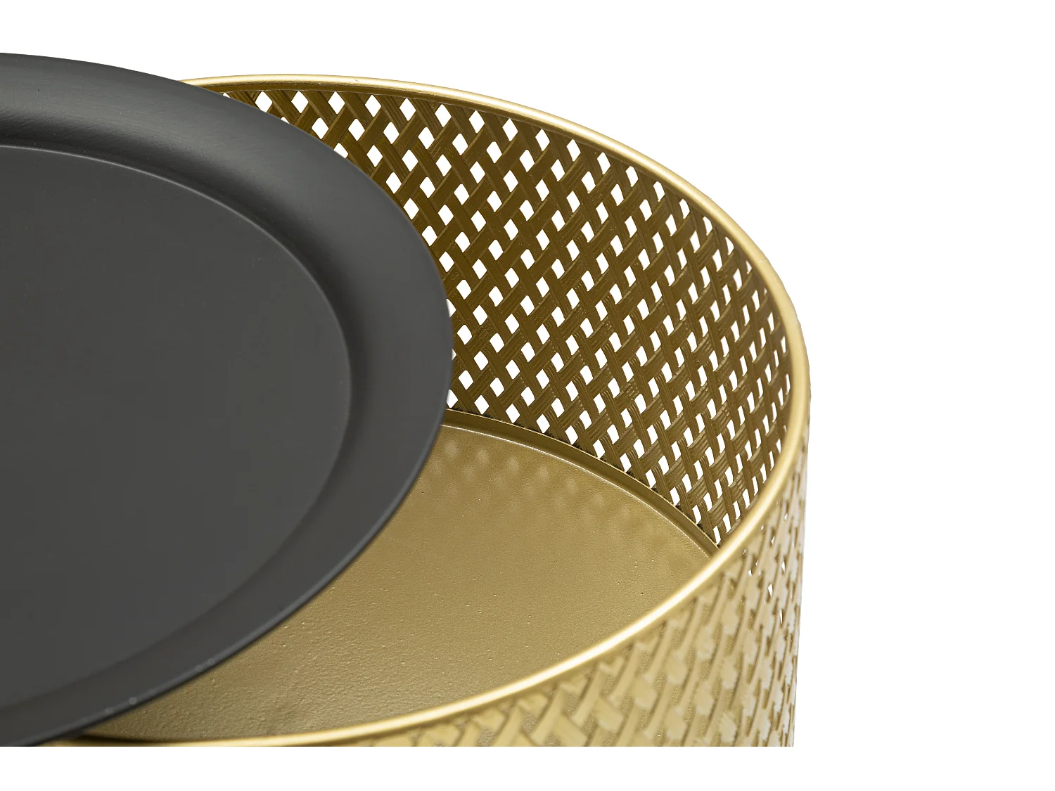Petite table en métal doré et noir Ø 35x50 cm