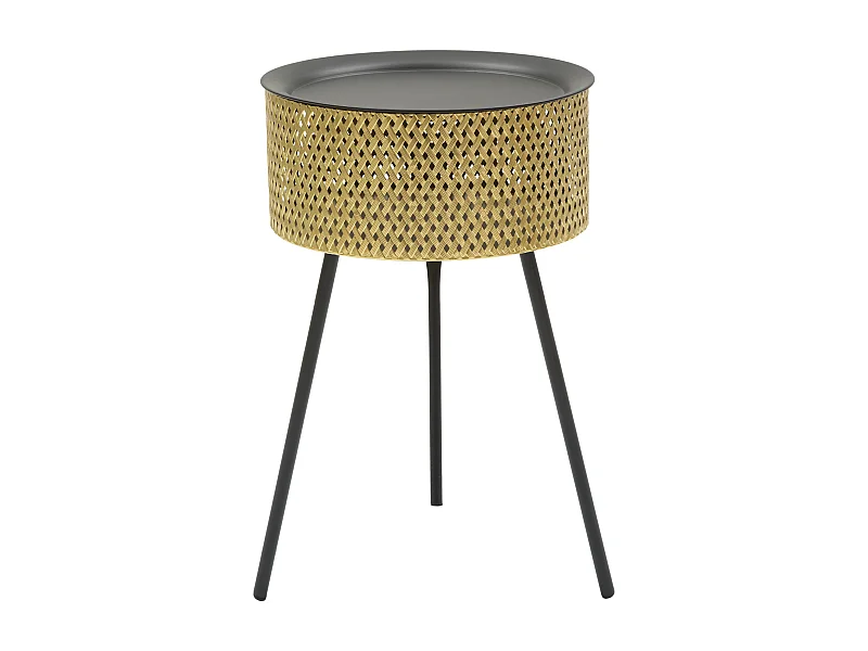 Petite table en métal doré et noir Ø 35x50 cm
