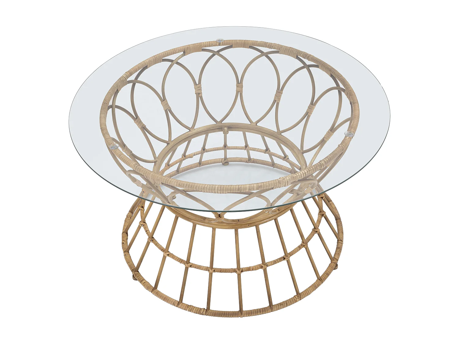 Tavolo da caffè in metallo e vetro marrone Ø cm 75x44,5