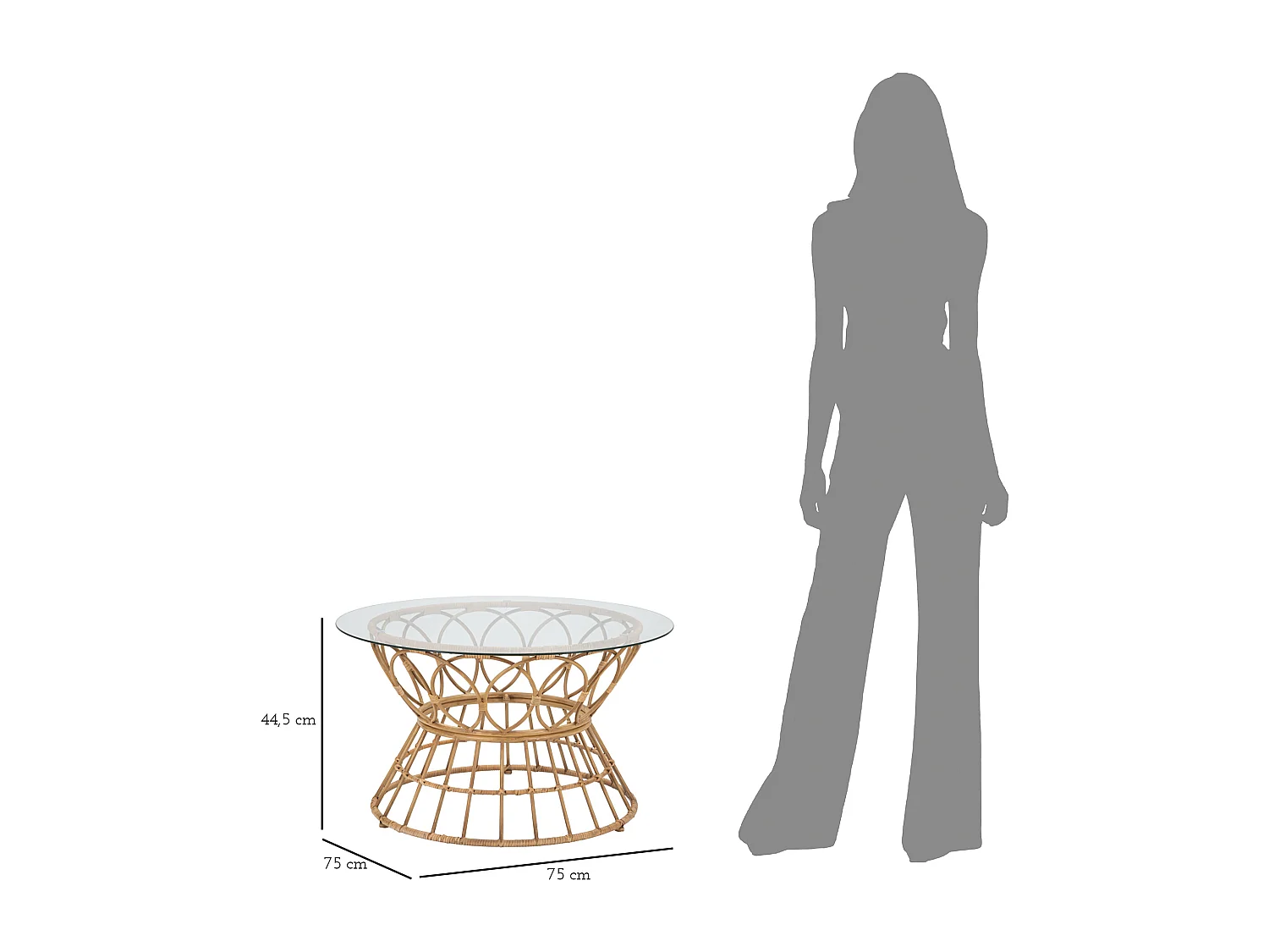Tavolo da caffè in metallo e vetro marrone Ø cm 75x44,5