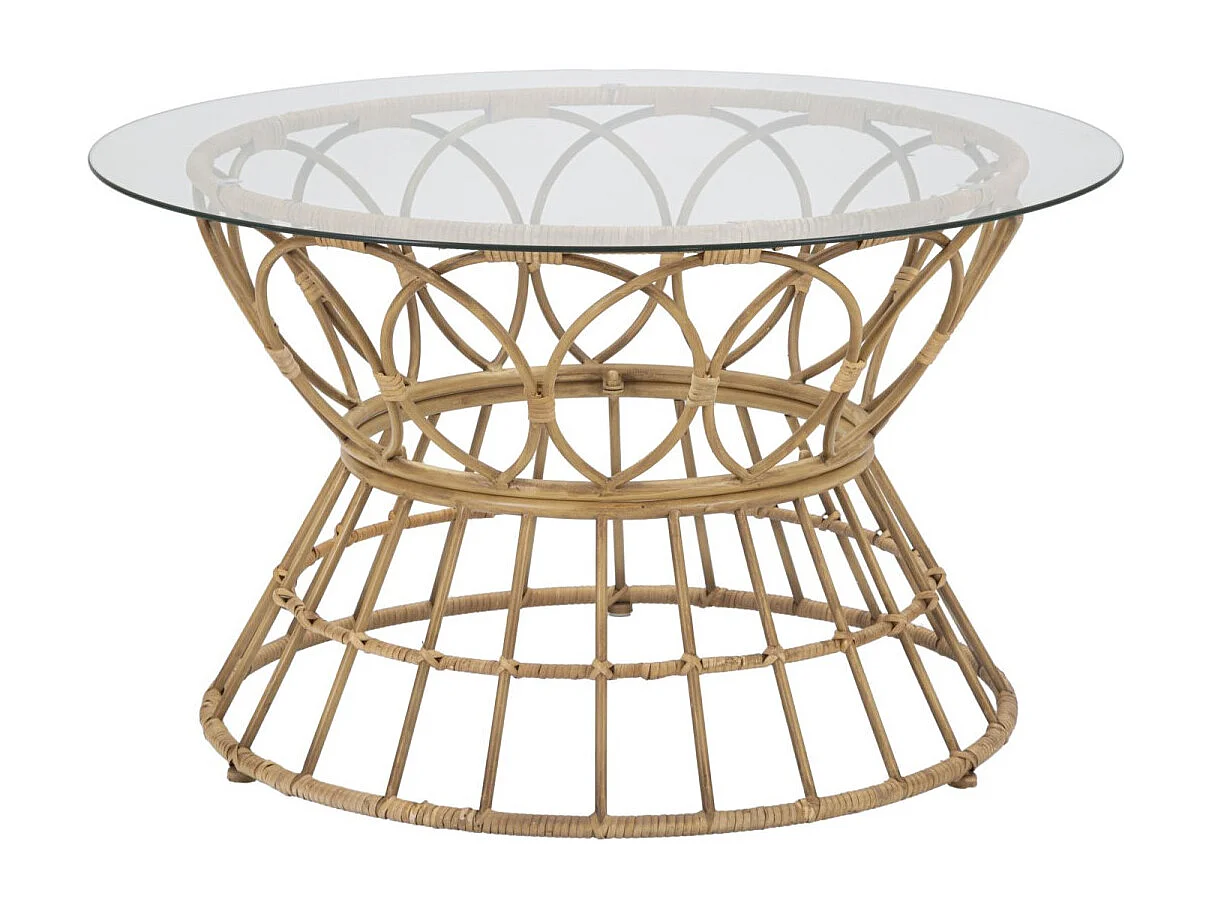 Bruine metalen en glazen salontafel Ø 75x44,5 cm