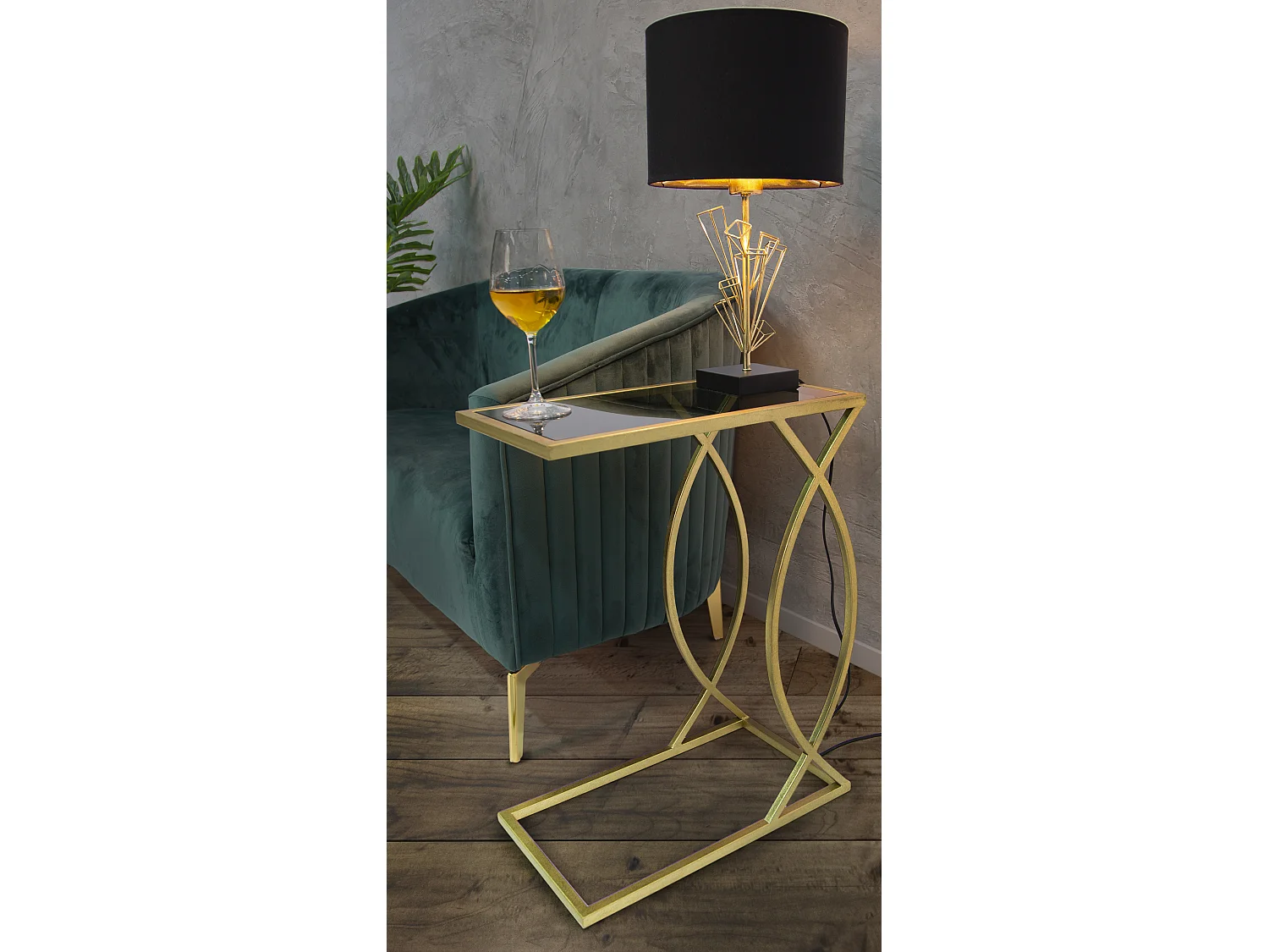 Table d'Appoint Design "Glam" 60cm Noir & Or