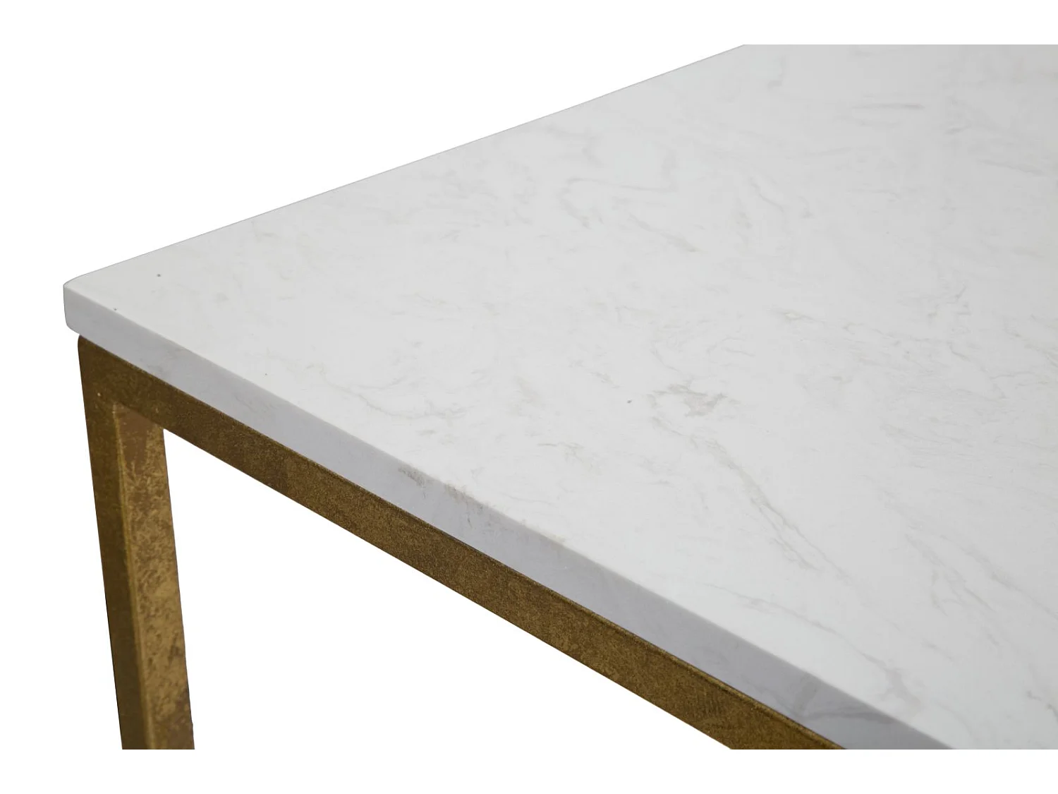 Bout de canapé en métal plateau imitation marbre Double 47 x 47 x 60 cm