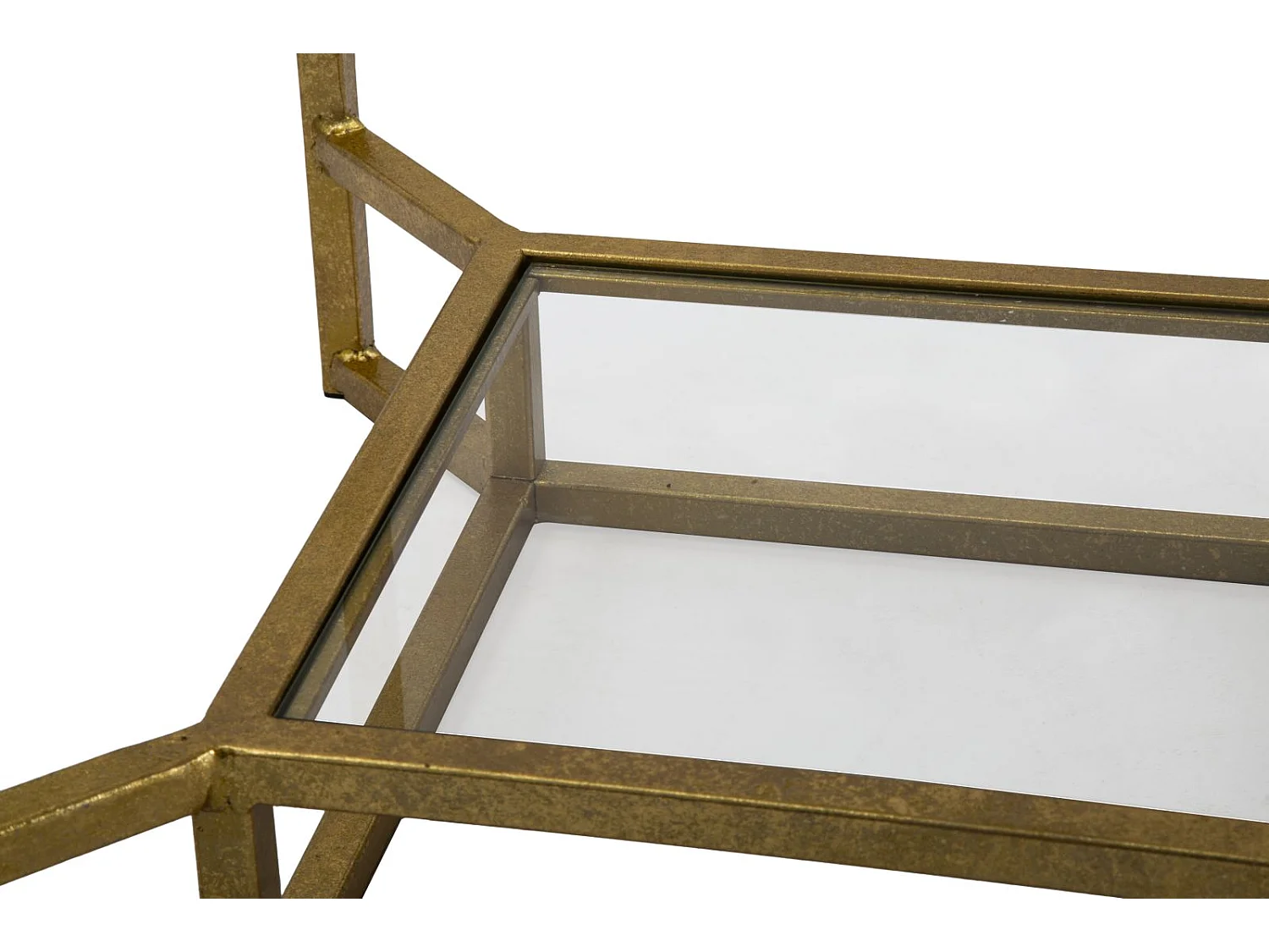 Bout de canapé en métal plateau imitation marbre Double 47 x 47 x 60 cm