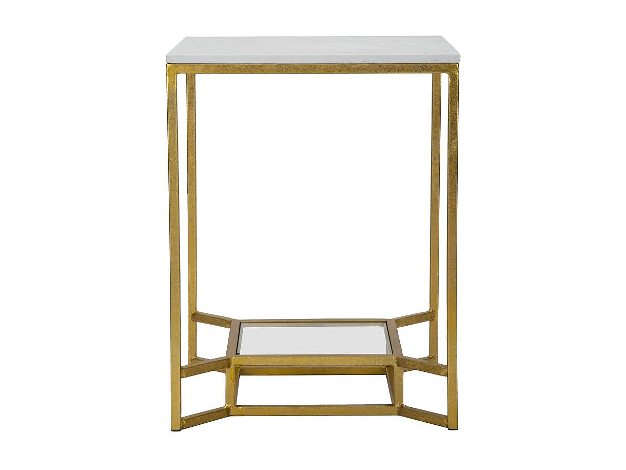 Bout de canapé en métal plateau imitation marbre Double 47 x 47 x 60 cm