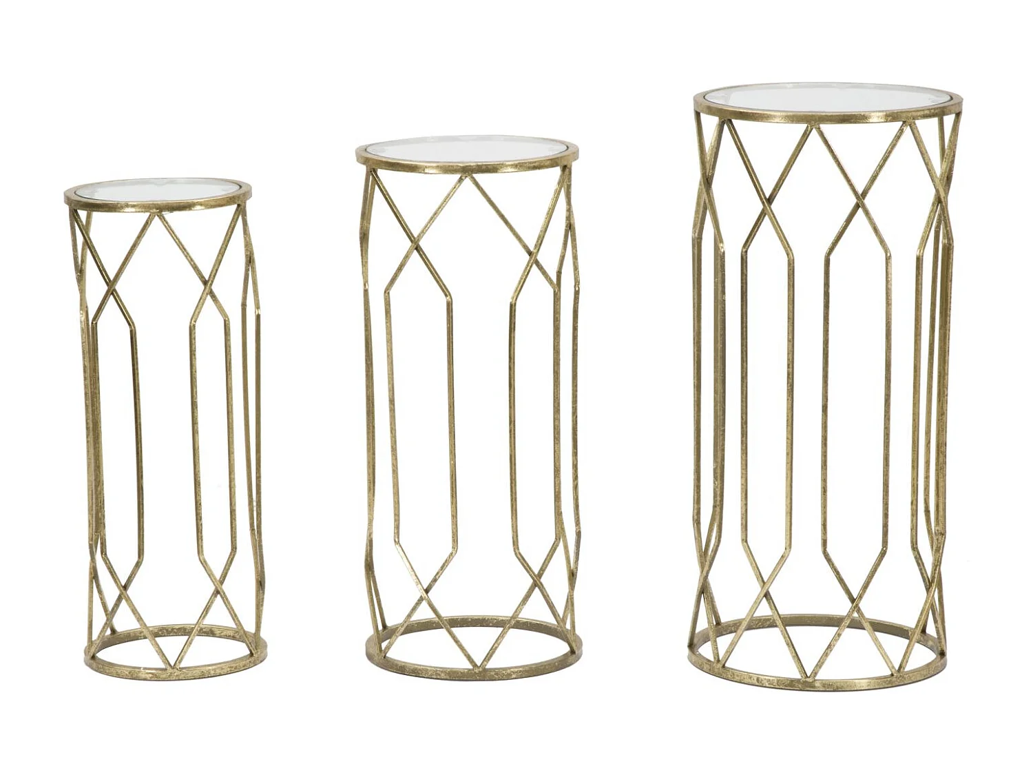 Lot de 3 Tables d'Appoint "Tunis" 71cm Or