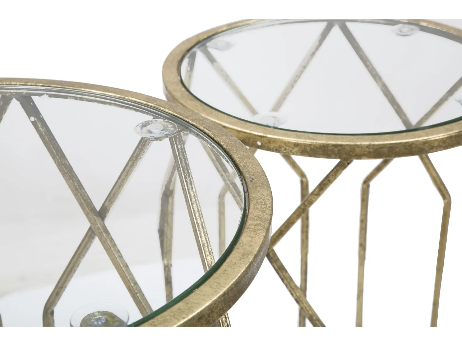 Lot de 3 Tables d'Appoint "Tunis" 71cm Or