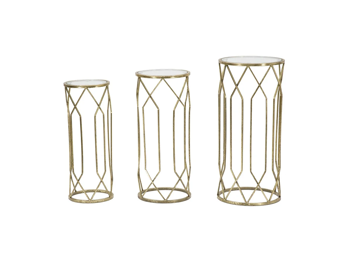 Lot de 3 Tables d'Appoint "Tunis" 71cm Or