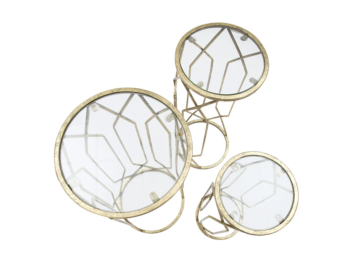 Lot de 3 Tables d'Appoint "Tunis" 71cm Or