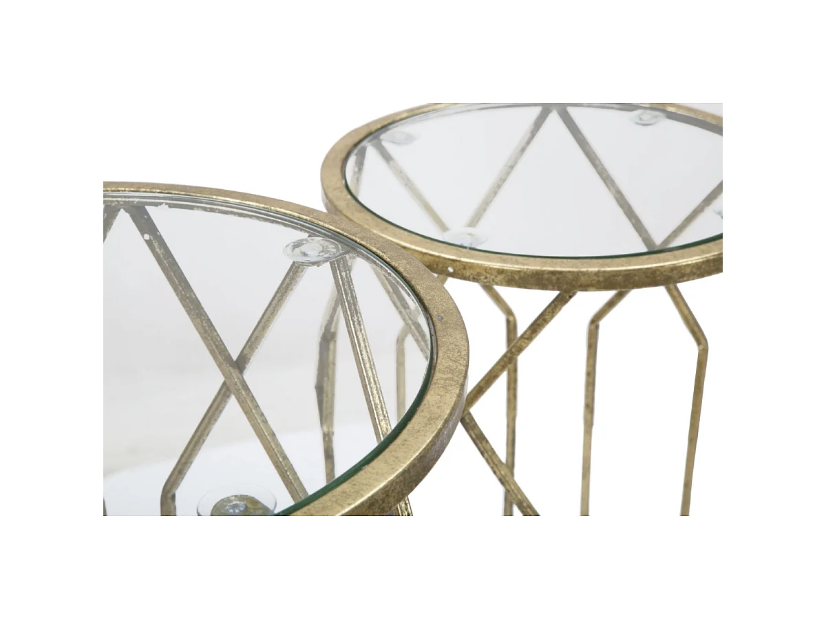 Lot de 3 Tables d'Appoint "Tunis" 71cm Or