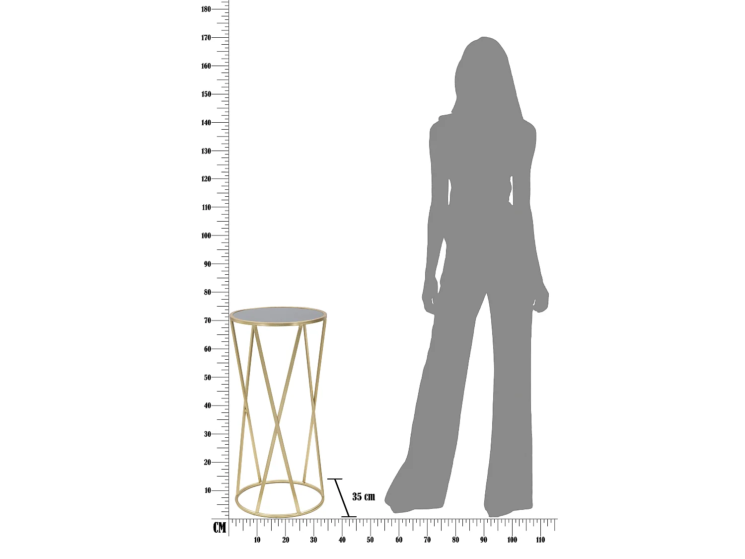 Table d'Appoint Design "Milla" 75cm Noir & Or