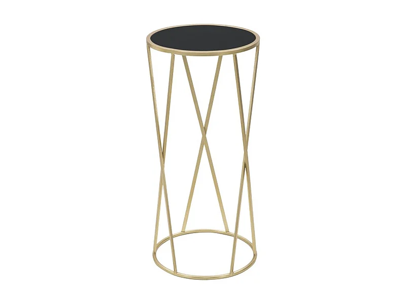 Tavolinetto rotondo in metallo dorato Ø cm 35x75