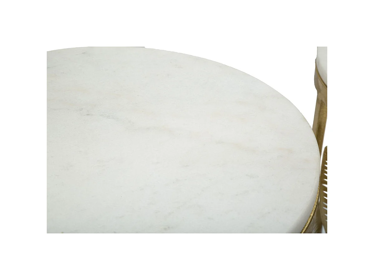 Lot de 2 Tables d'Appoint Effet Marbre "Leaf" 65cm Or
