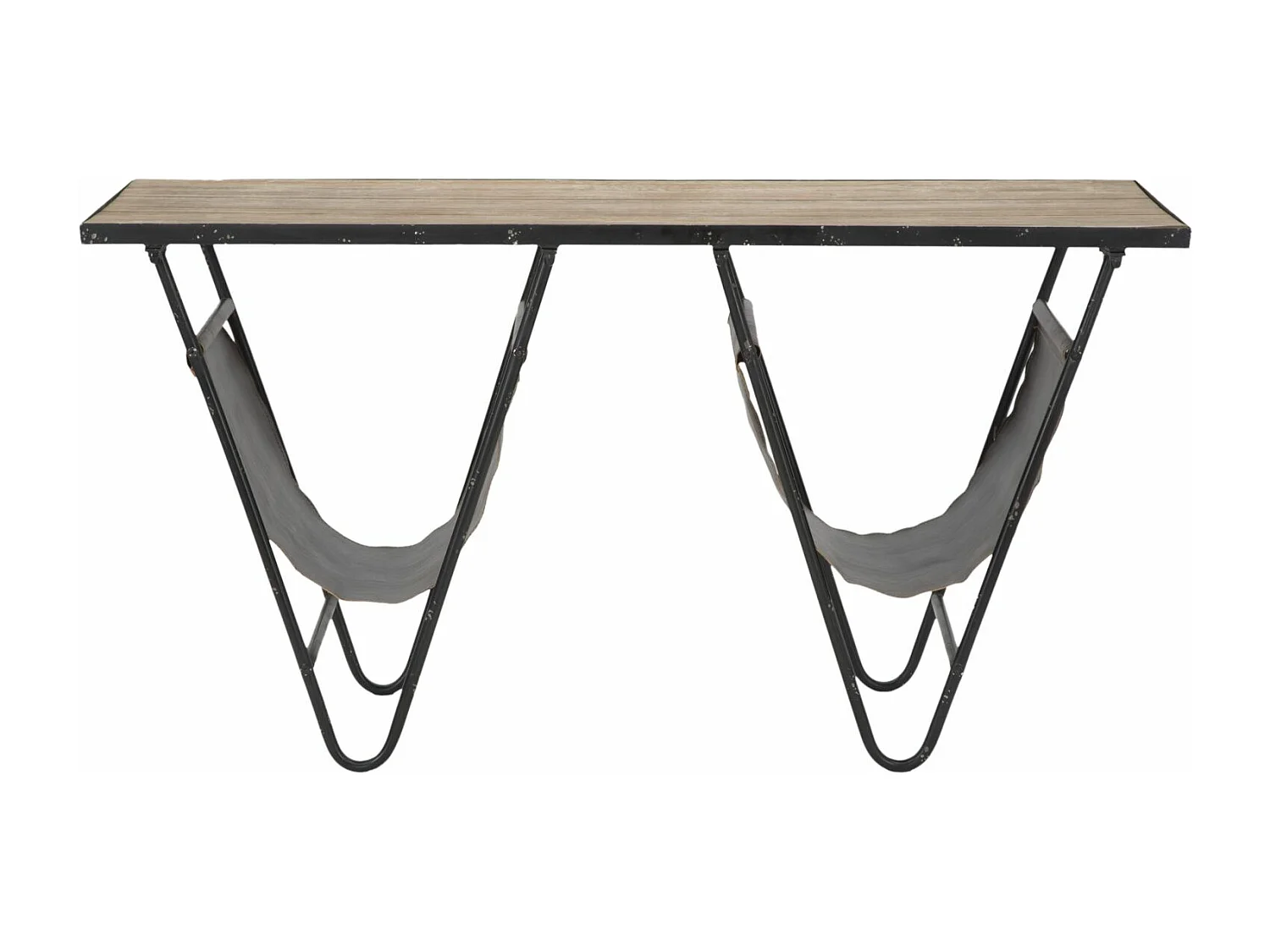 Table basse avec porte-revues en métal marron 120x43x62,5 cm