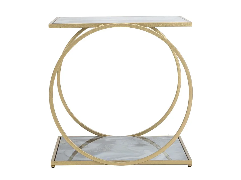 Gouden metalen salontafel met gekleurde glazen bladen 52,5x50x51 cm