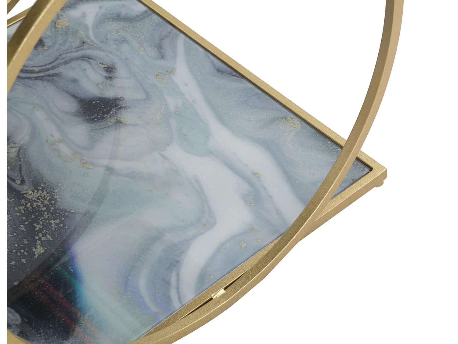 Gouden metalen salontafel met gekleurde glazen bladen 52,5x50x51 cm