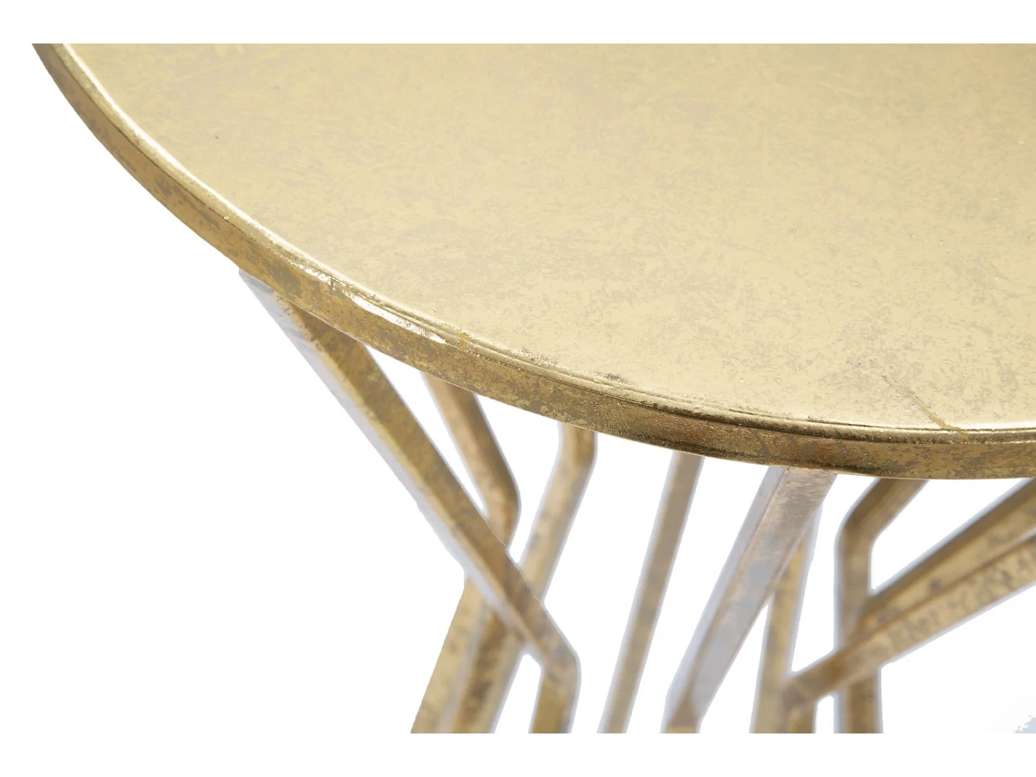 Glamouröser runder Beistelltisch aus goldfarbenem Metall, 38 cm, Stick