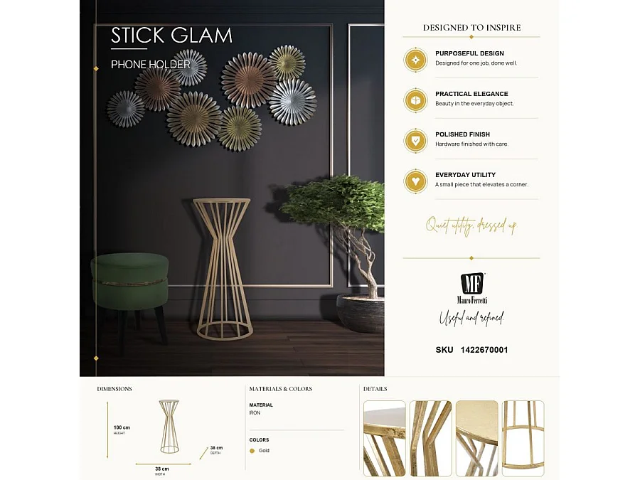 Table d'Appoint Design "Vienna" 100cm Or