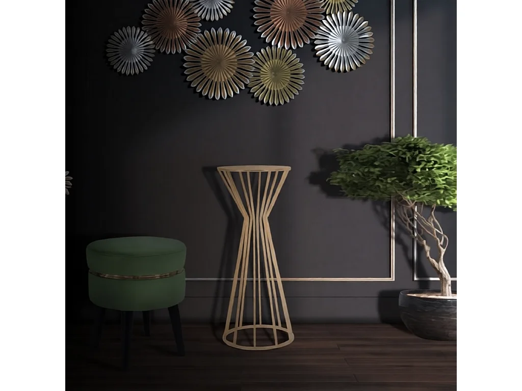 Stojak na telefon Stick Glam Gold – okrągły metalowy stolik boczny ze złotym wykończeniem, Ø 38 x 100 cm – Style Collection Parent SKU 940
