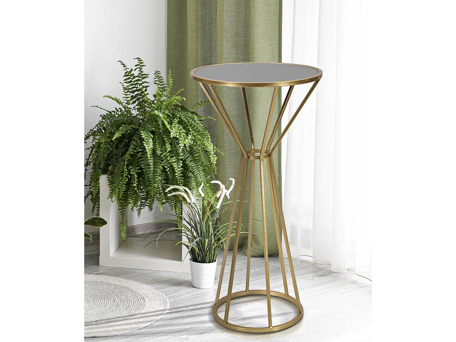 Table d'Appoint en Métal "Simple" 100cm Or