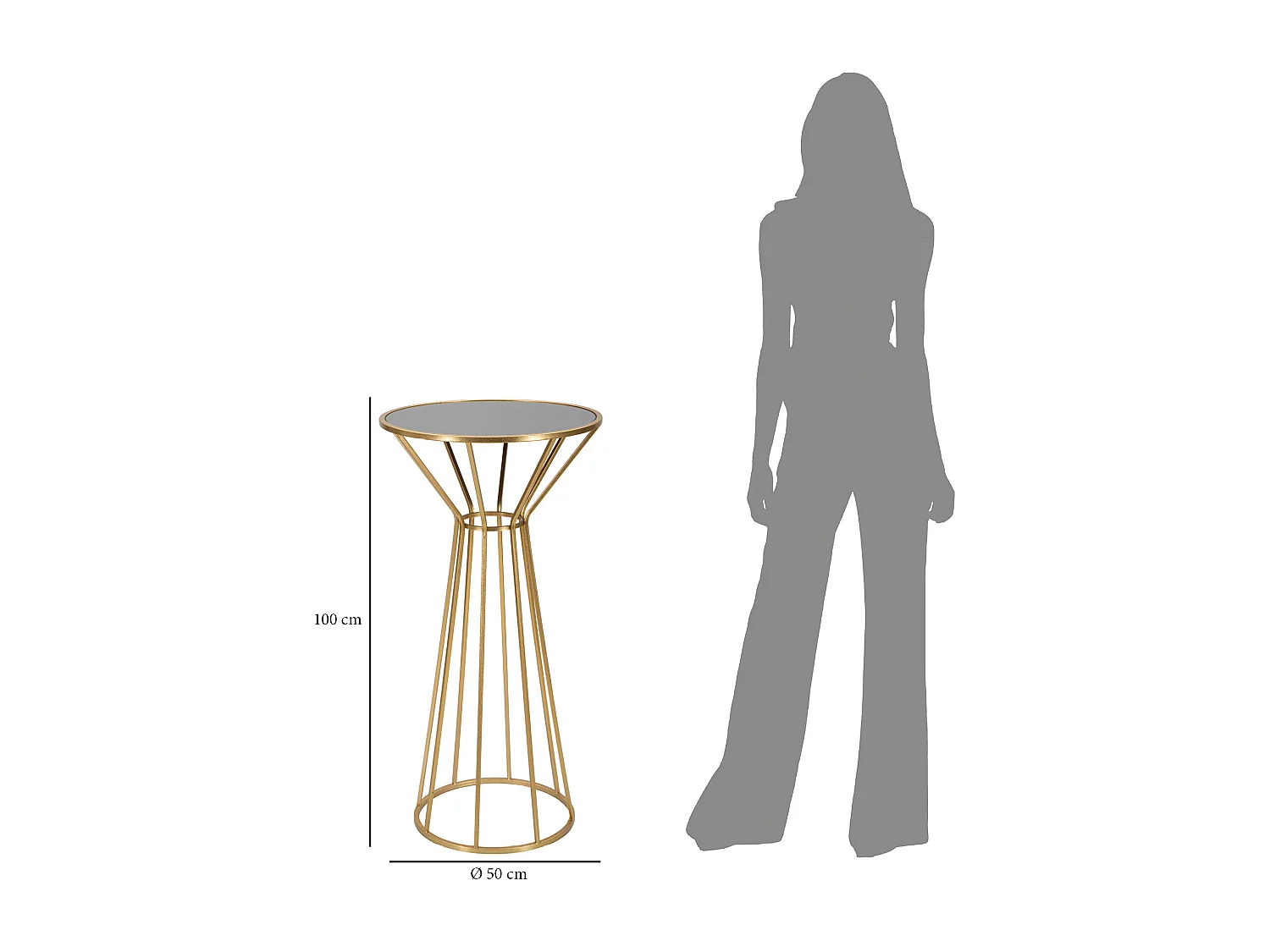 Table d'Appoint en Métal "Simple" 100cm Or