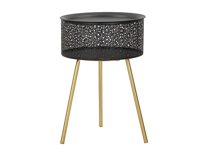 Table d'Appoint Avec Rangement "Blacky" 50cm Noir & Or