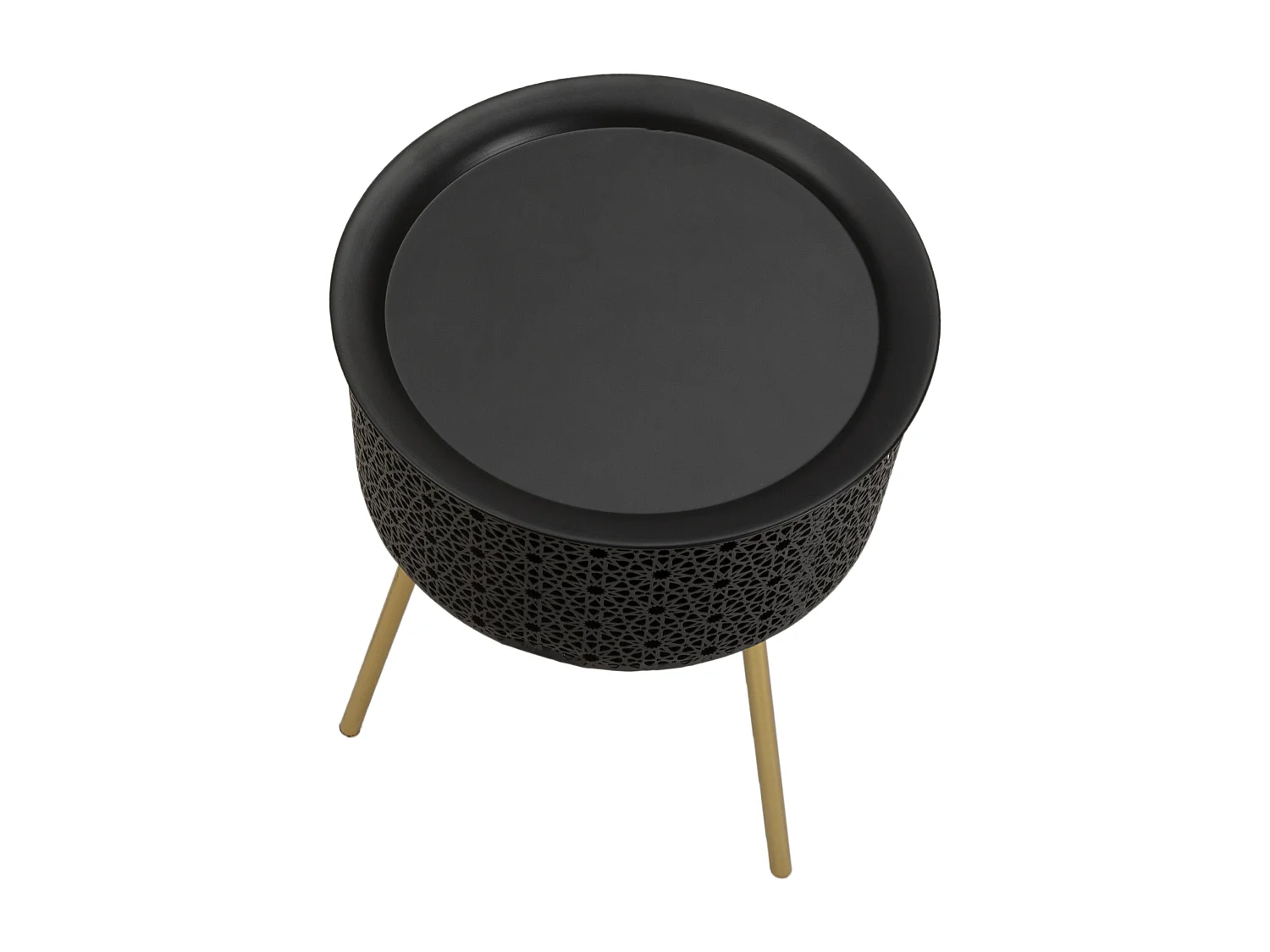 Tavolinetto in metallo nero e dorato Ø cm 35x50