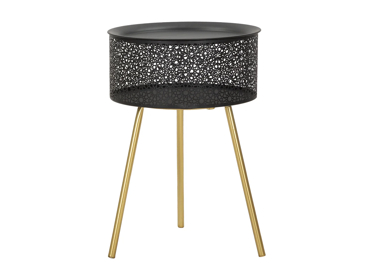 Table d'Appoint Avec Rangement "Blacky" 50cm Noir & Or