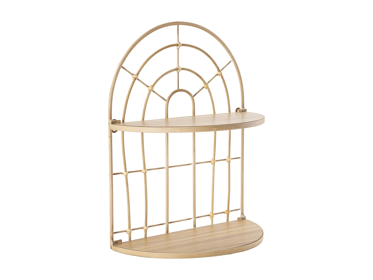 Dubbele wandplank in bruin metaal 34,5x18x45,5 cm