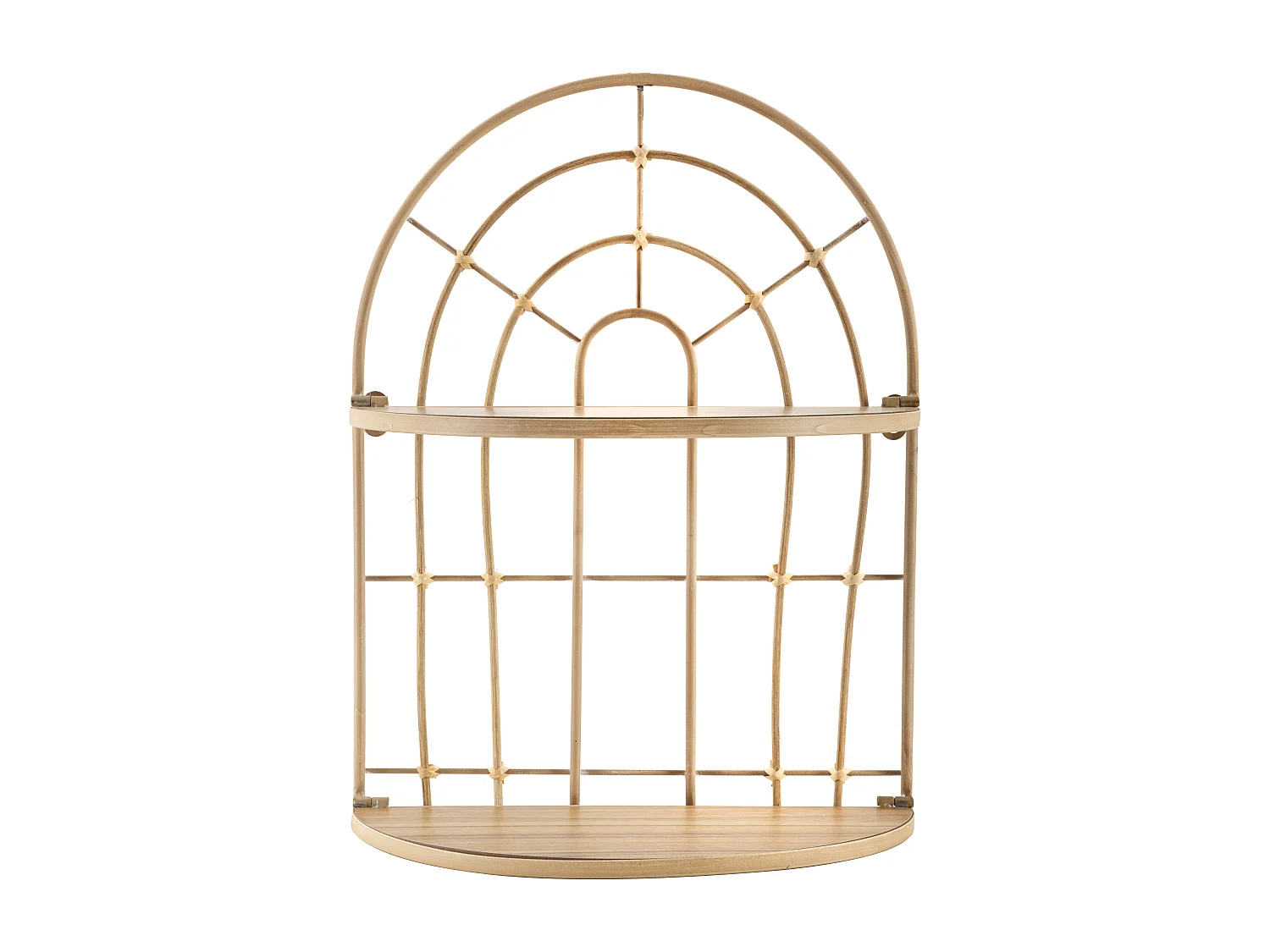 Dubbele wandplank in bruin metaal 34,5x18x45,5 cm